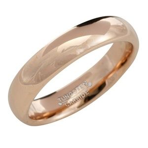 polished tungsten carbide ring rose gold plated
